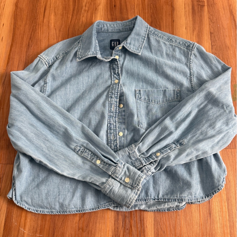 GAP Light Blue Denim Button-Up Shirt